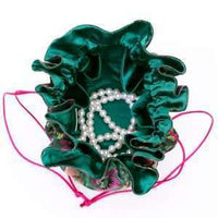 Green Bamboo & Floral Brocade Jewelry Pouch