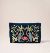 Elizabeth Scarlett London - Jungle Paradise Parrot Everyday Pouch: Ink Blue / Velvet