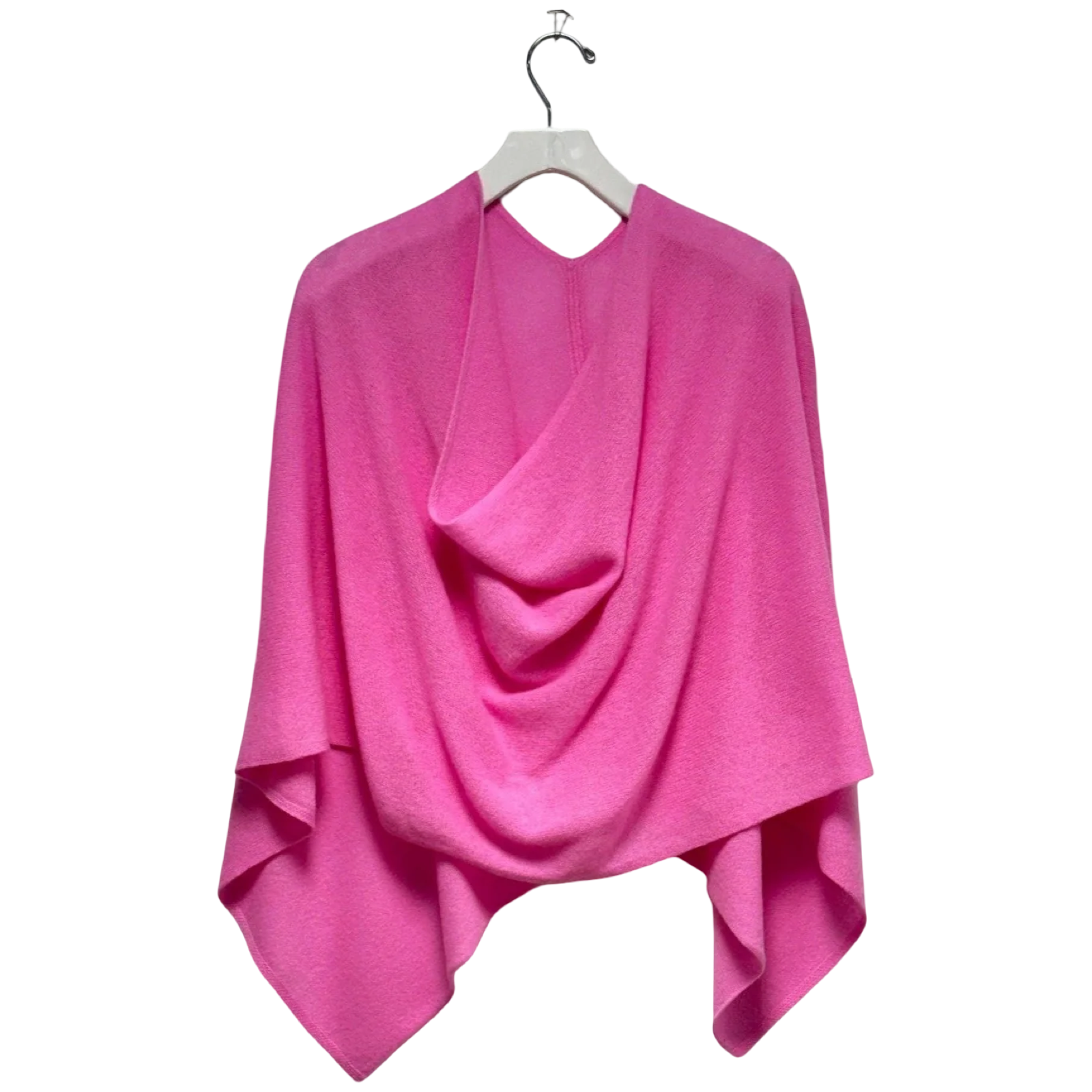 cashmere topper, flamingo cashmere wrap, pink cashmere poncho, cheerful cashmere accessory, luxury cashmere gift, cashmere travel wrap, versatile cashmere layer, bright pink cashmere
