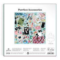 cat lover puzzle, fashion puzzle, foil puzzle, Galison puzzle, 500 piece jigsaw, cat accessory puzzle, stylish jigsaw puzzle, illustrated cat puzzle, gift for puzzle lovers, cat-themed gifts