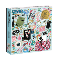 cat lover puzzle, fashion puzzle, foil puzzle, Galison puzzle, 500 piece jigsaw, cat accessory puzzle, stylish jigsaw puzzle, illustrated cat puzzle, gift for puzzle lovers, cat-themed gifts