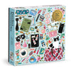cat lover puzzle, fashion puzzle, foil puzzle, Galison puzzle, 500 piece jigsaw, cat accessory puzzle, stylish jigsaw puzzle, illustrated cat puzzle, gift for puzzle lovers, cat-themed gifts