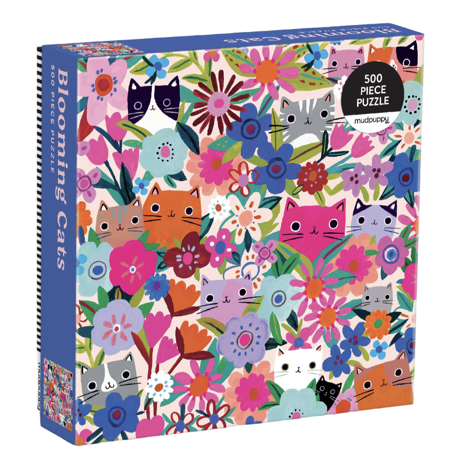 cat puzzle, blooming cats puzzle, 500 piece puzzle, family puzzle, cat lover gift, floral puzzle, colorful puzzle, Mudpuppy puzzle, puzzle for adults, puzzle for families, whimsical puzzle, cat artwork, flower puzzle, cozy activities, puzzle gift, animal puzzle, family game night, boutique gifts, colorful art puzzle, cat themed gift