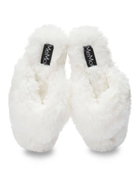 MeMoi Fuzzy Plush Thong Slippers Ivory