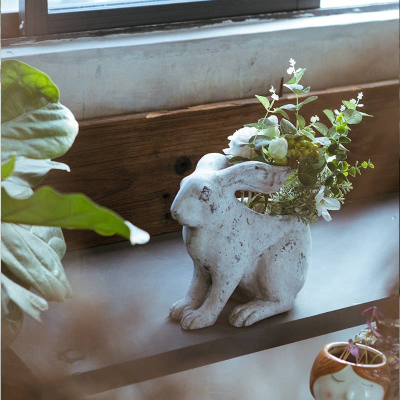 Resin Rabbit Planter