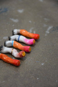 Lipstick-Stained Ceramic Cigarettes – Set of 5 Handcrafted Sculptures