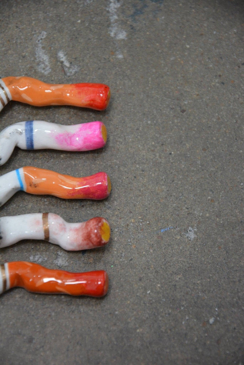 Lipstick-Stained Ceramic Cigarettes – Set of 5 Handcrafted Sculptures