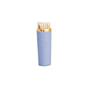 Light blue matchbox with gold cap on a white background