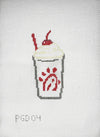 cfa needlepoint canvas, peppermint milkshake needlepoint, handpainted holiday canvas, 18 mesh needlepoint, christmas needlepoint design, foodie needlepoint canvas, chiki fil a inspired needlepoint, diy holiday stitch