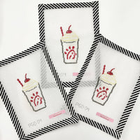 cfa needlepoint canvas, peppermint milkshake needlepoint, handpainted holiday canvas, 18 mesh needlepoint, christmas needlepoint design, foodie needlepoint canvas, chiki fil a inspired needlepoint, diy holiday stitch