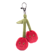 cherry bag charm, plush cherry keychain, Bukowski Bears Sweden, fruit bag accessory, kawaii plush charm, cute key ring, red fruit keychain, soft cherry charm, gift for girls, cherry purse charm