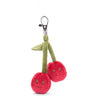 cherry bag charm, plush cherry keychain, Bukowski Bears Sweden, fruit bag accessory, kawaii plush charm, cute key ring, red fruit keychain, soft cherry charm, gift for girls, cherry purse charm