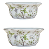 cherry blossoms planter, porcelain oval planter, garden planters, indoor outdoor planters, floral ceramic planter, decorative plant pot, oval flower pot, set of 2 planters, blue and white garden decor, cherry blossom decor