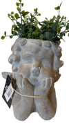 cherub planter, angel cement planter, small angel garden pot, cement cherub home decor, decorative angel flower pot, little angel succulent planter, vintage-style cement planter, indoor outdoor cherub planter, classic angel statue pot, concrete angel container