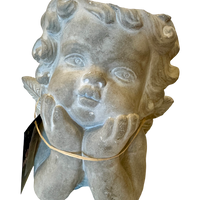 cherub planter, angel cement planter, small angel garden pot, cement cherub home decor, decorative angel flower pot, little angel succulent planter, vintage-style cement planter, indoor outdoor cherub planter, classic angel statue pot, concrete angel container