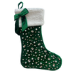 Kelly Green Velvet Christmas Stocking with Crystals and Bow