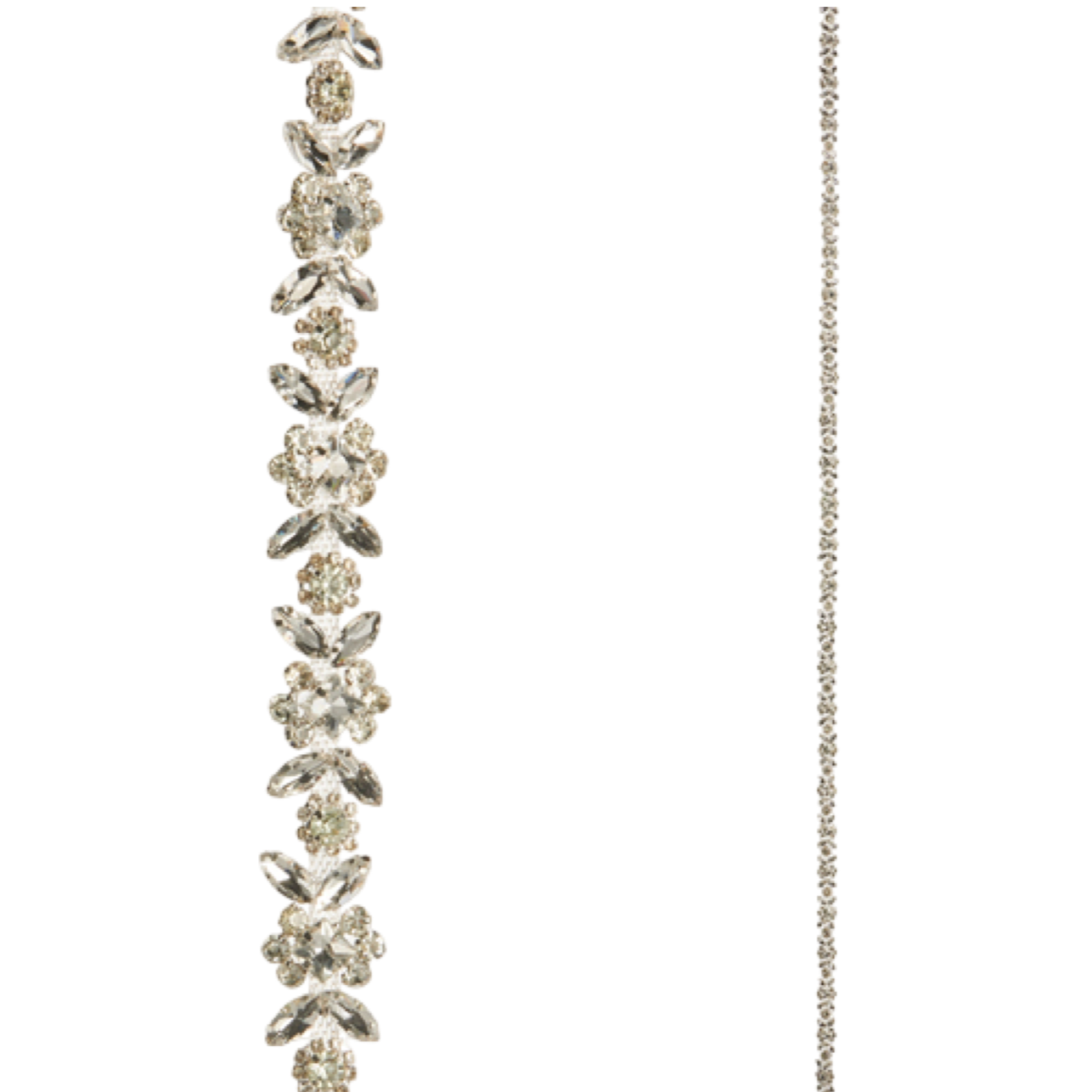 Silver bracelet with floral designs on a white background