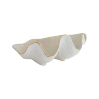 coastal decor, clam shell bowl, decorative bowl, jewelry display, 22K gold accent, handcrafted in Oklahoma, summer decor, artistic home accents, nautical elegance.