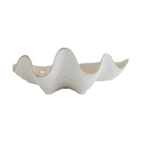 coastal decor, clam shell bowl, decorative bowl, jewelry display, 22K gold accent, handcrafted in Oklahoma, summer decor, artistic home accents, nautical elegance.