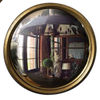 convex bullseye mirror, extra small gold wall mirror, Vagabond Vintage convex mirror, gold leaf decorative mirror, fish-eye effect mirror, round convex metal mirror, antique style wall accent, vintage inspired gold mirror, small statement mirror, stanton bullseye mirror