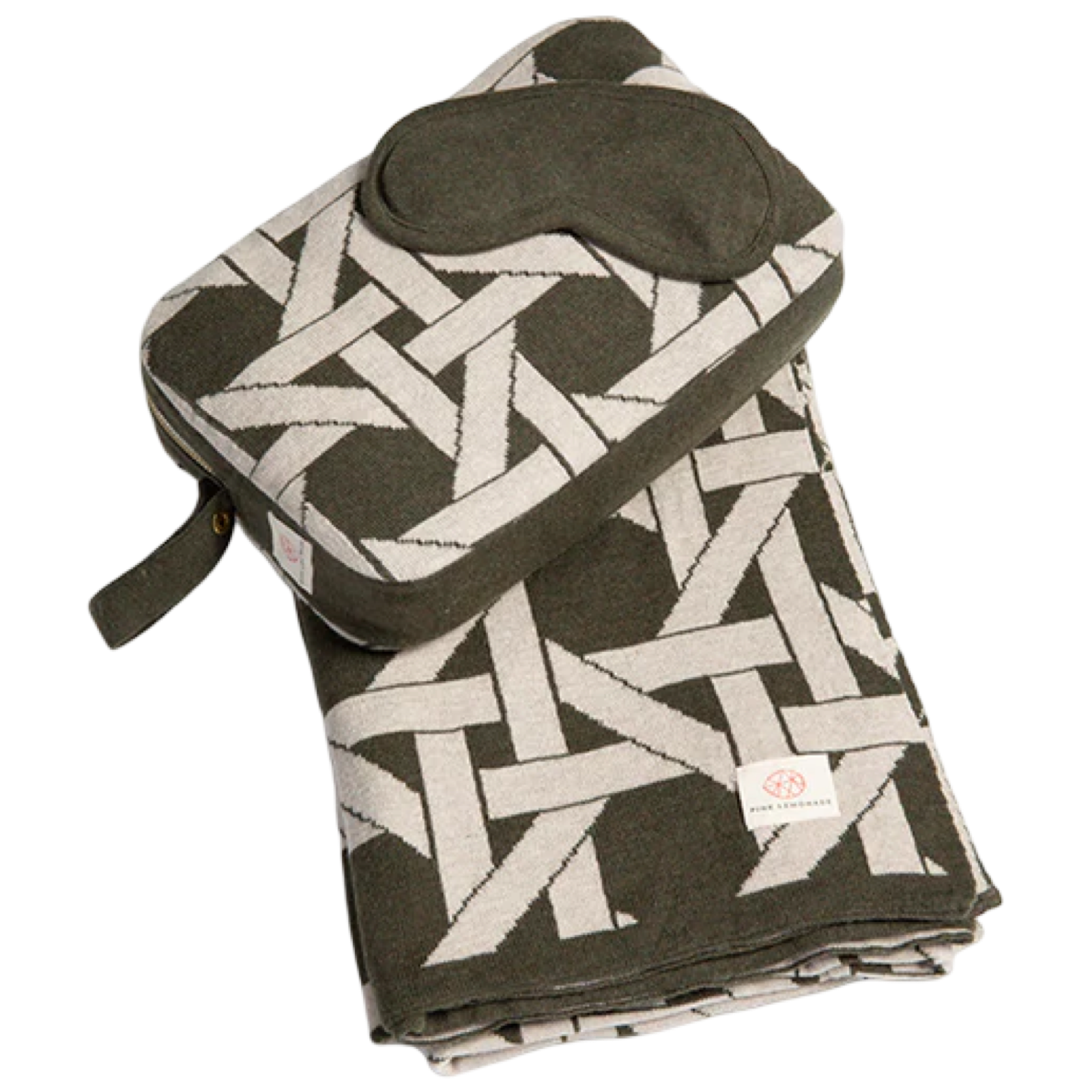 cotton eye mask set, sustainable travel blanket, cozy blanket for flights, organic travel essentials