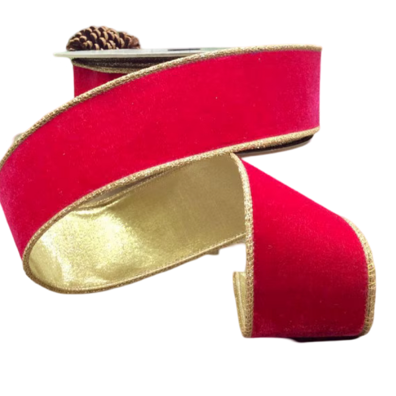 velvet hot pink and gold reversible wire ribbon by d stevens holiday decor