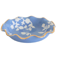 Chinoiserie Dreams Scalloped Bowls with 22K Gold Accent: French Blue / Large