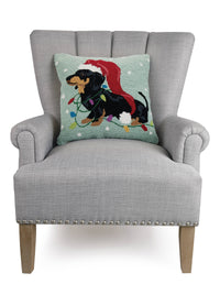 Christmas Dachshund w/Long Hat Hook Pillow