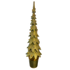 Decorative gold Christmas tree topper on a white background