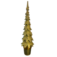 Decorative gold Christmas tree topper on a white background