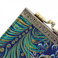 Teal & Pink Peacock Brocade RFID Card Holder