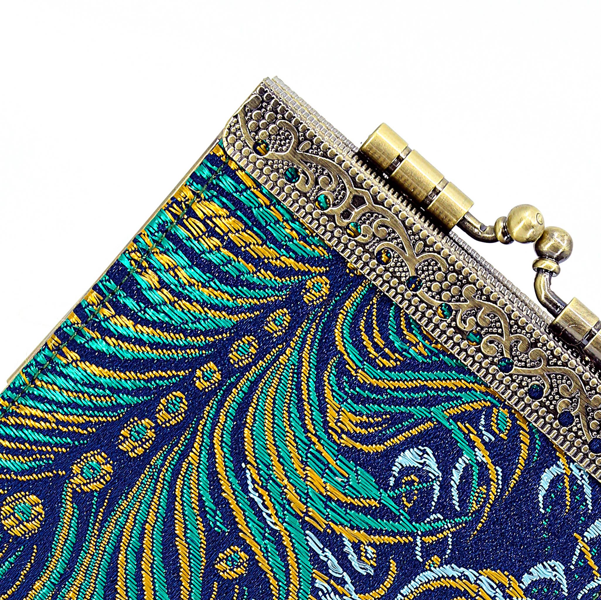 Teal & Pink Peacock Brocade RFID Card Holder