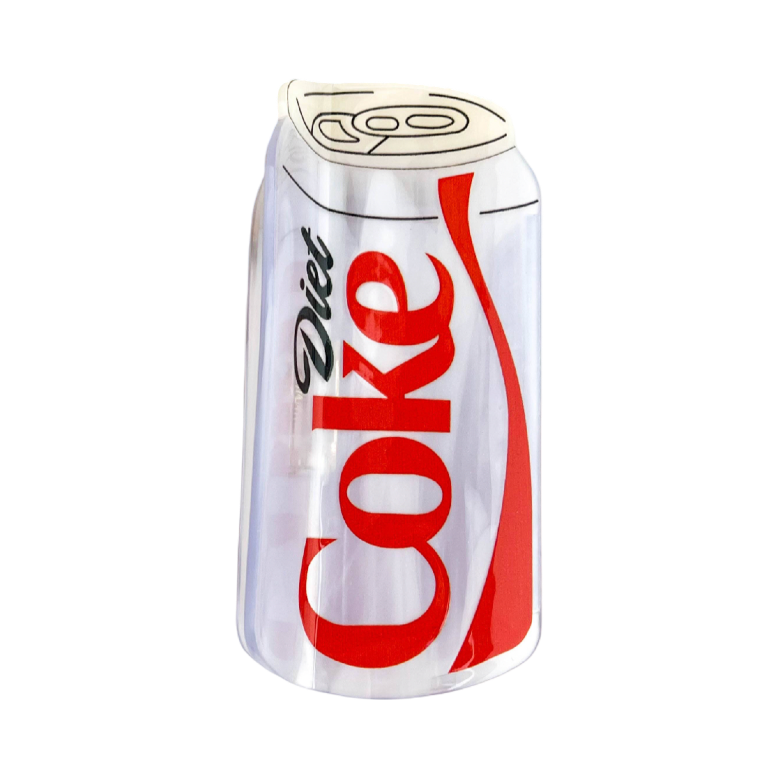 A novelty inflatable can-shaped pillow designed to look like a Diet Coke can, featuring the classic red script logo and white background on a plain white backdrop.