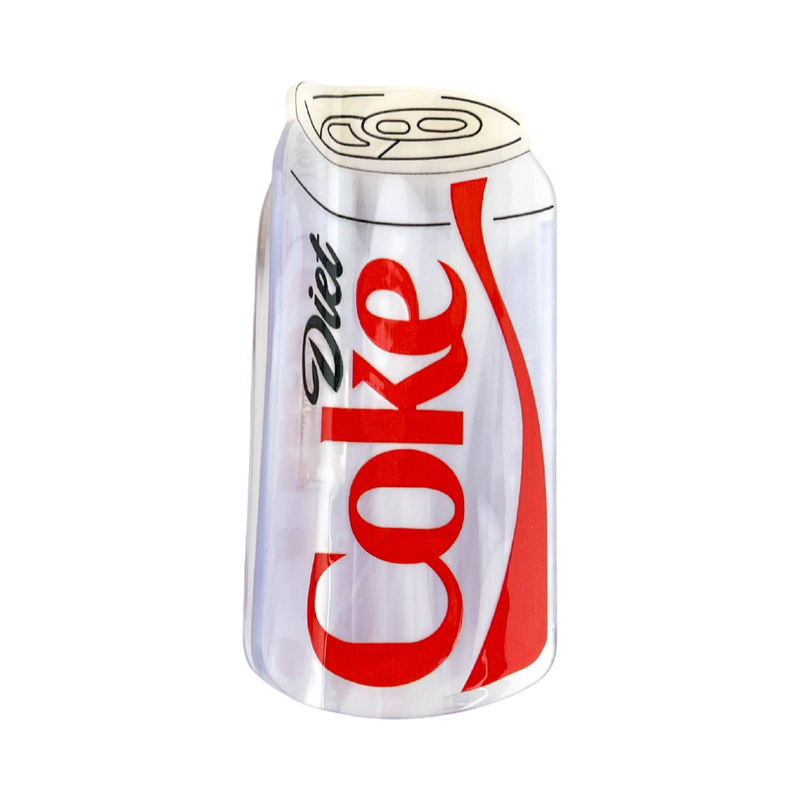 A novelty inflatable can-shaped pillow designed to look like a Diet Coke can, featuring the classic red script logo and white background on a plain white backdrop.