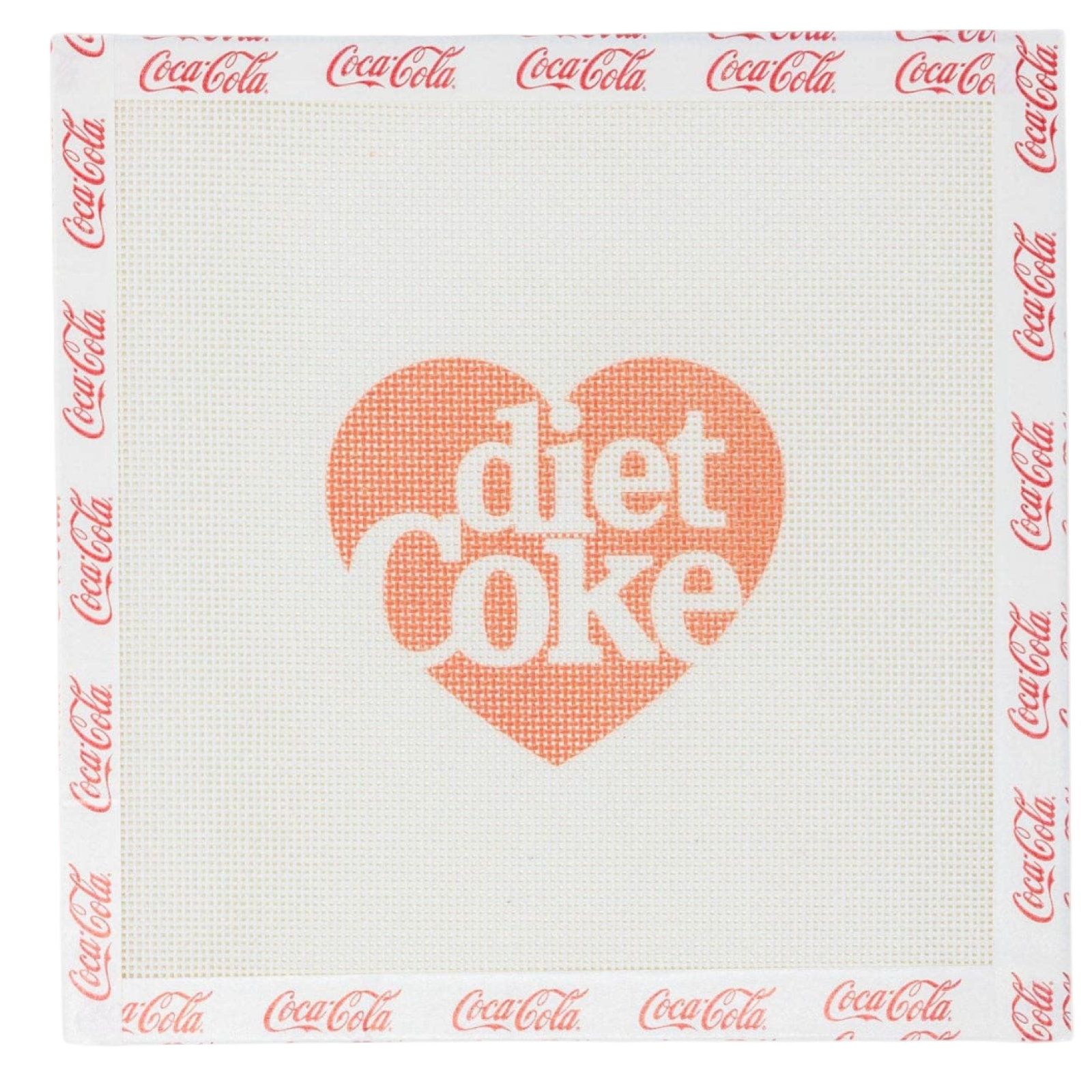 diet coke needlepoint, coca cola licensed needlepoint, heart needlepoint canvas, soda logo needlepoint, handpainted coca cola canvas, diet coke fan gift, pop culture needlepoint, diy coke stitch