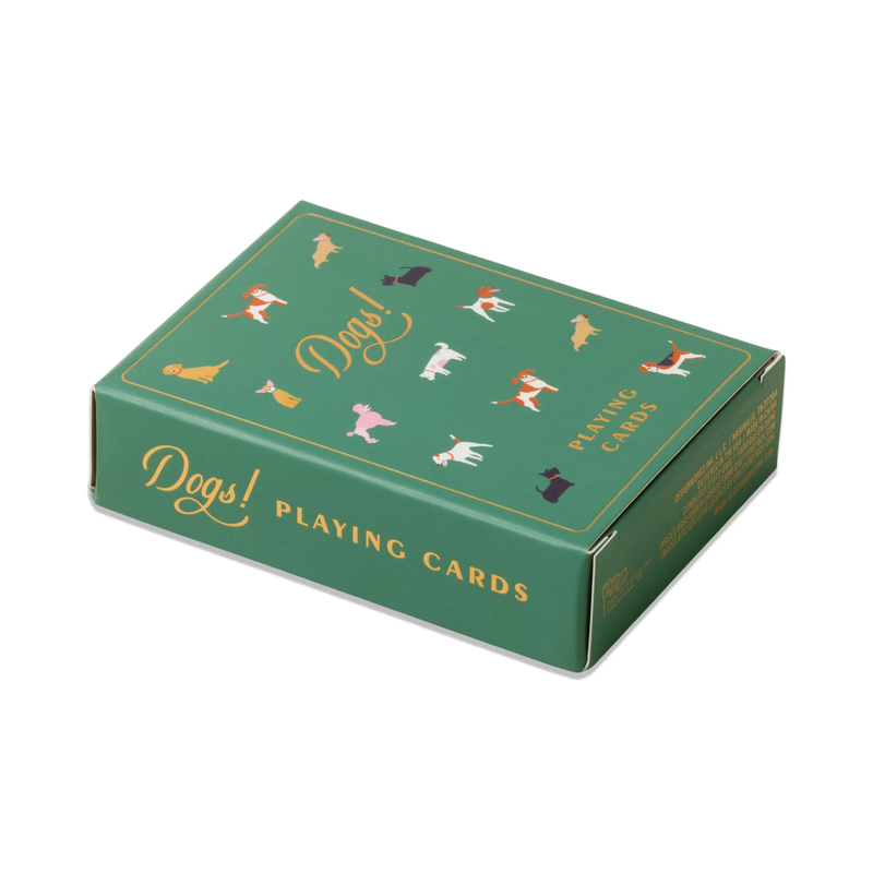 dog themed playing cards, custom dog poker deck, DesignWorks Ink dog cards, gold foil card deck, playing cards for dog lovers, cute dog card game set, unique poker cards, giftable playing card set, fun dog lover gift, stylish 52 card deck