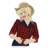 dolly parton rhinestone sticker red plaid shirt dollywood
