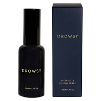 Drowsy Sleep S.O.S Pillow Spray bottle and packaging on a white background