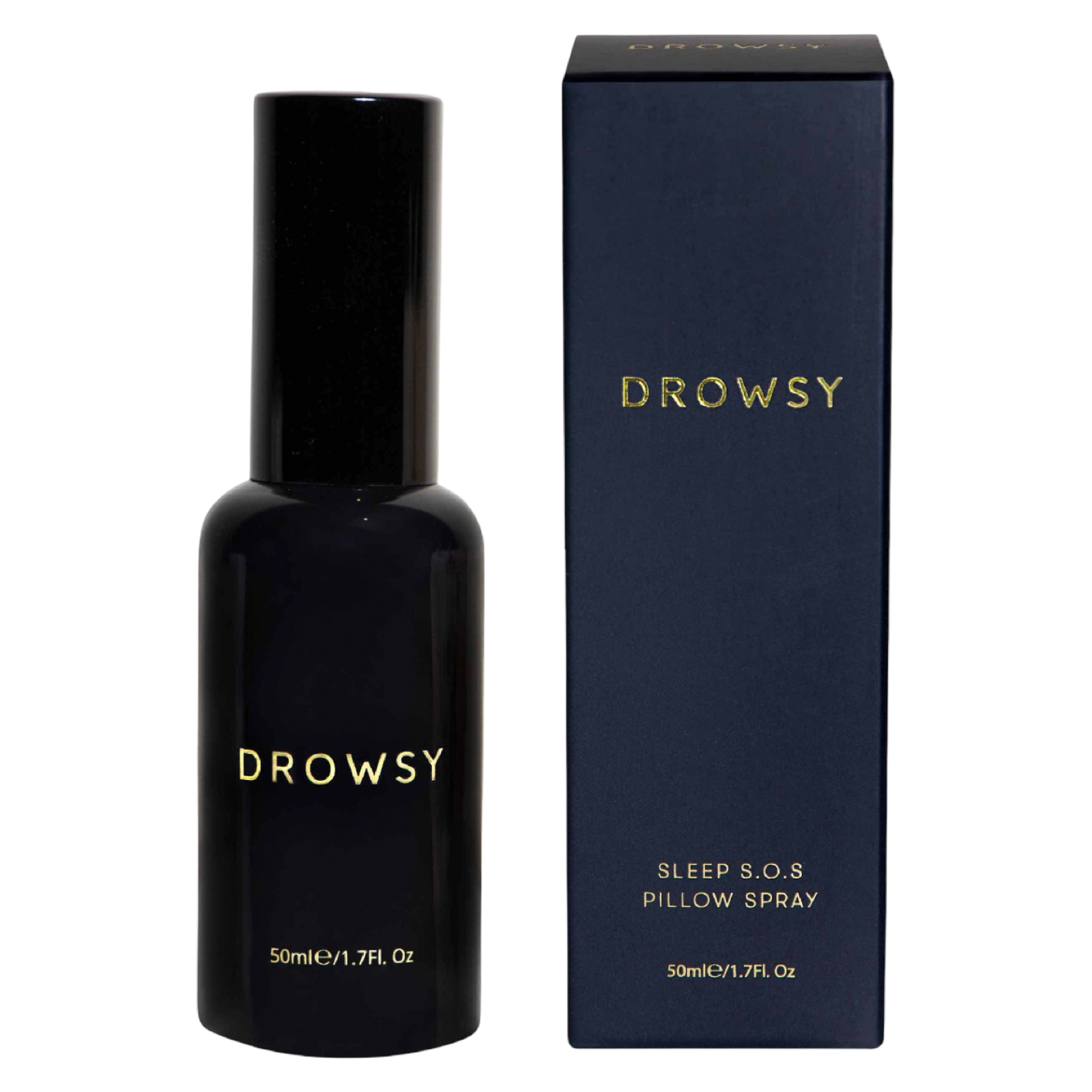 Drowsy Sleep S.O.S Pillow Spray bottle and packaging on a white background