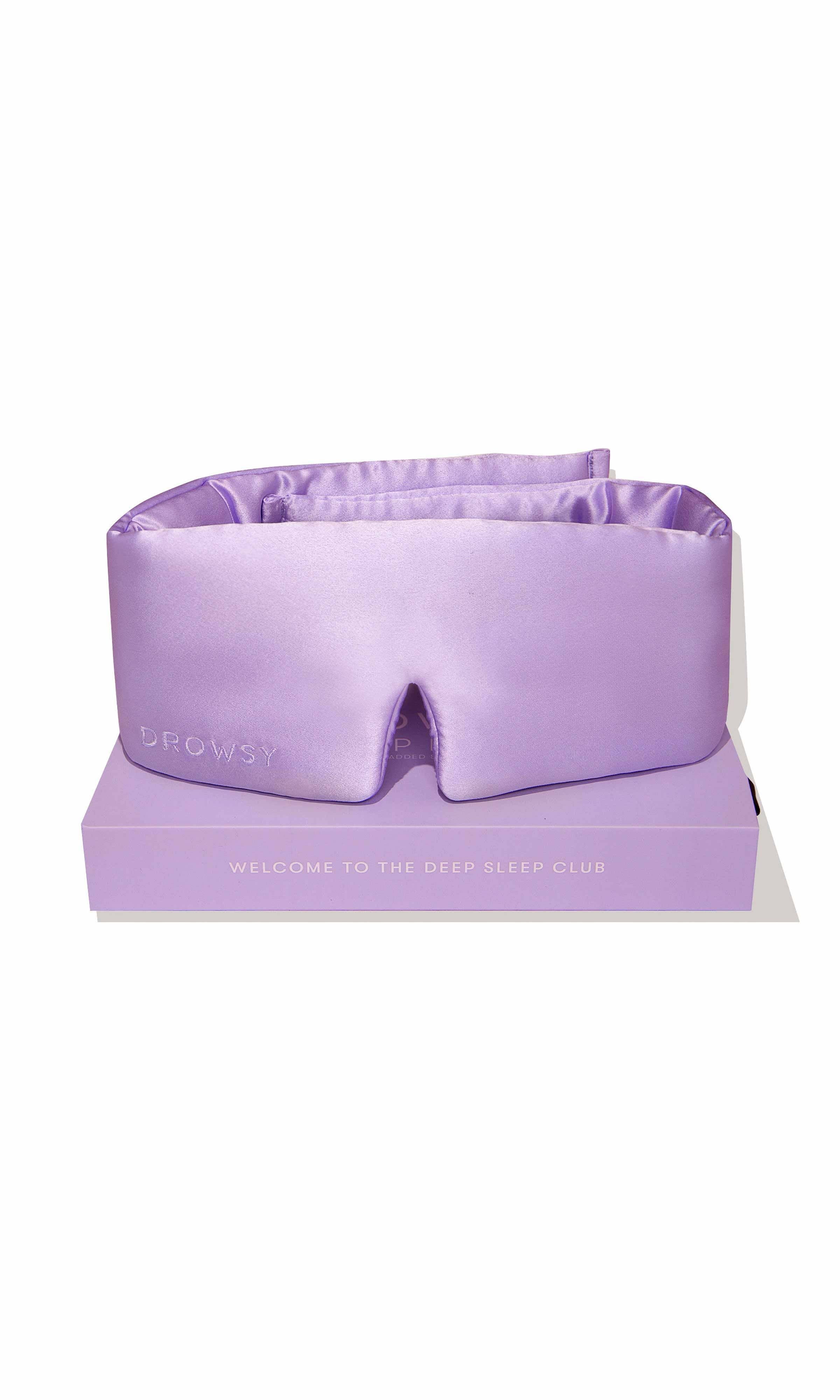 Purple sleep mask on a white background