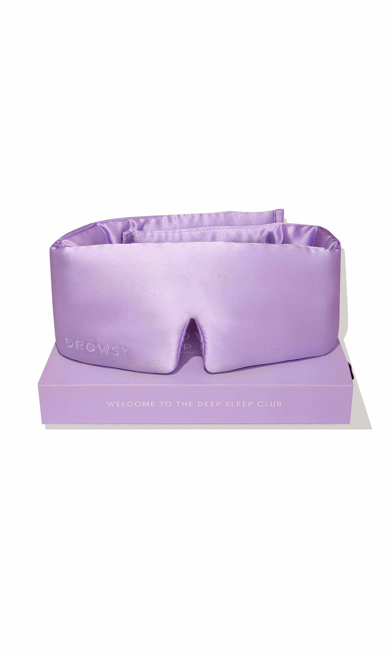 Purple sleep mask on a white background