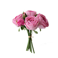 Real Touch Rose Garden 9 Inch Bouquet - Pink 6 Blooms