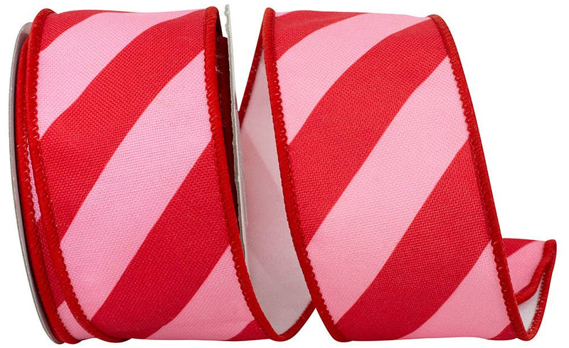 Diagonal Stripe Jumbo Bright Canvas Wired Ribbon