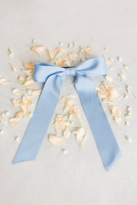 Grace & Grandeur Florence Satin Bow: Chambray