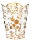 Ivory/Gold Chinoiserie Wastepaper Basket