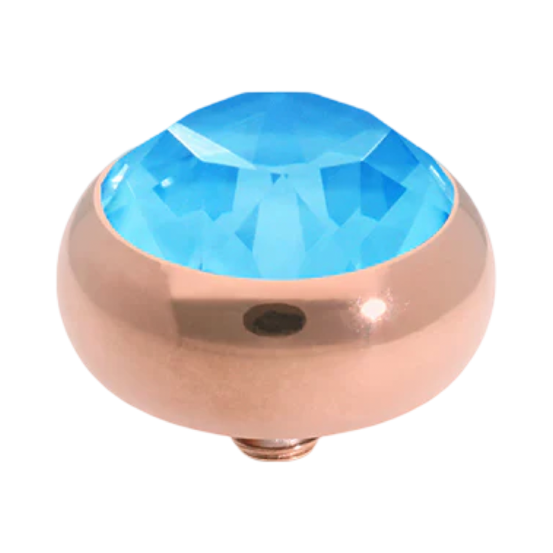 electric blue delite swarovski crystal qudo interchangeable topper rose gold 