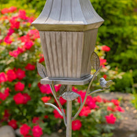 65.5" Tall Iron Birdhouse Stake "Riga"- 2 Color Options: Silver