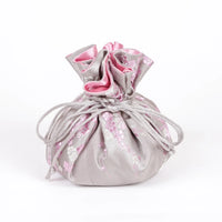 Light Gray Cherry Blossom Brocade Jewelry Pouch