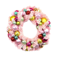 flocked pink christmas wreath