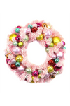 flocked pink christmas wreath